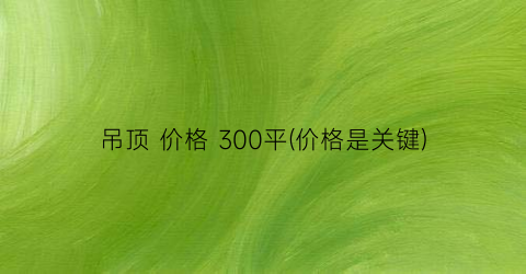 吊顶 价格 300平(价格是关键)
